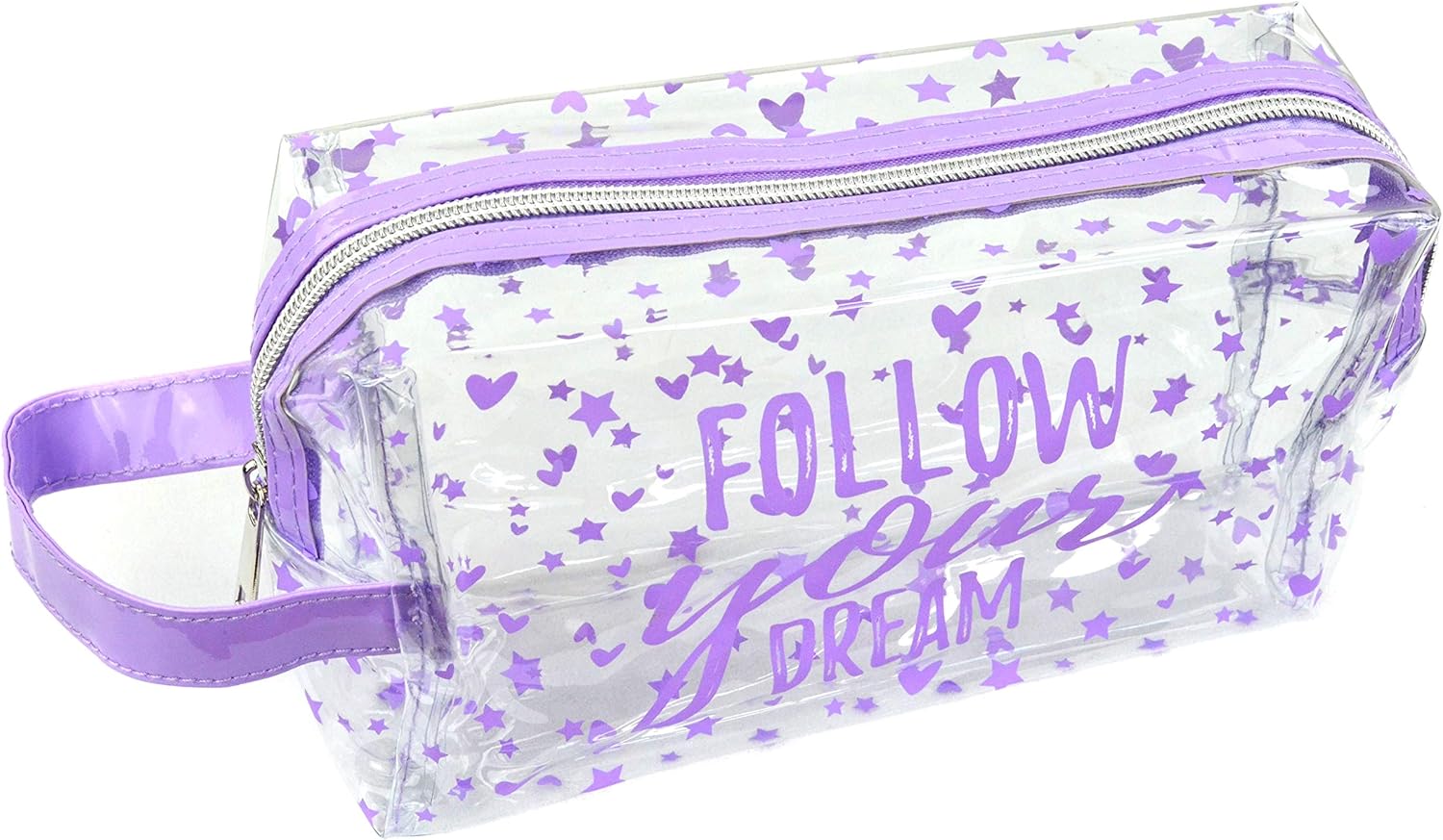 Reme Makeup Bag Toiletry Pouch Travel Cosmetic Storage Organizer (Transparent purple)