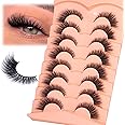Mink Lashes Cat Eye False Lashes Fox Eye False Eyelashes Lashes Natural D-Curly Volume Fake Eyelashes Soft Handmade Lashes that Look Like Extensions Lashes Pack