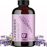 Pure Lavender Essential Oil - Lavender Oil for Hair Skin and Nails Plus Aromatherapy Diffusers Humidifiers Linens and Baths for at Home Spa Self Care - Premium Grade Non-GMO in Glass Bottle (4 Fl Oz)