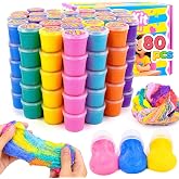 80 Pack Cloud Slime Kit for Boys Girls Ages 8-12, Bulk Birthday Gifts for Kids, Slime Set Party Favors Goodie Bag Stuffers, 4 5 6 7 8 9 10 Year Old Girl Cute Stuff, Soft Stress Relief Putty Toy