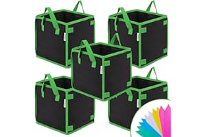 VIVOSUN 5 Pack 3 Gallon Square Grow Bags, Thick Fabric Bags with Handles