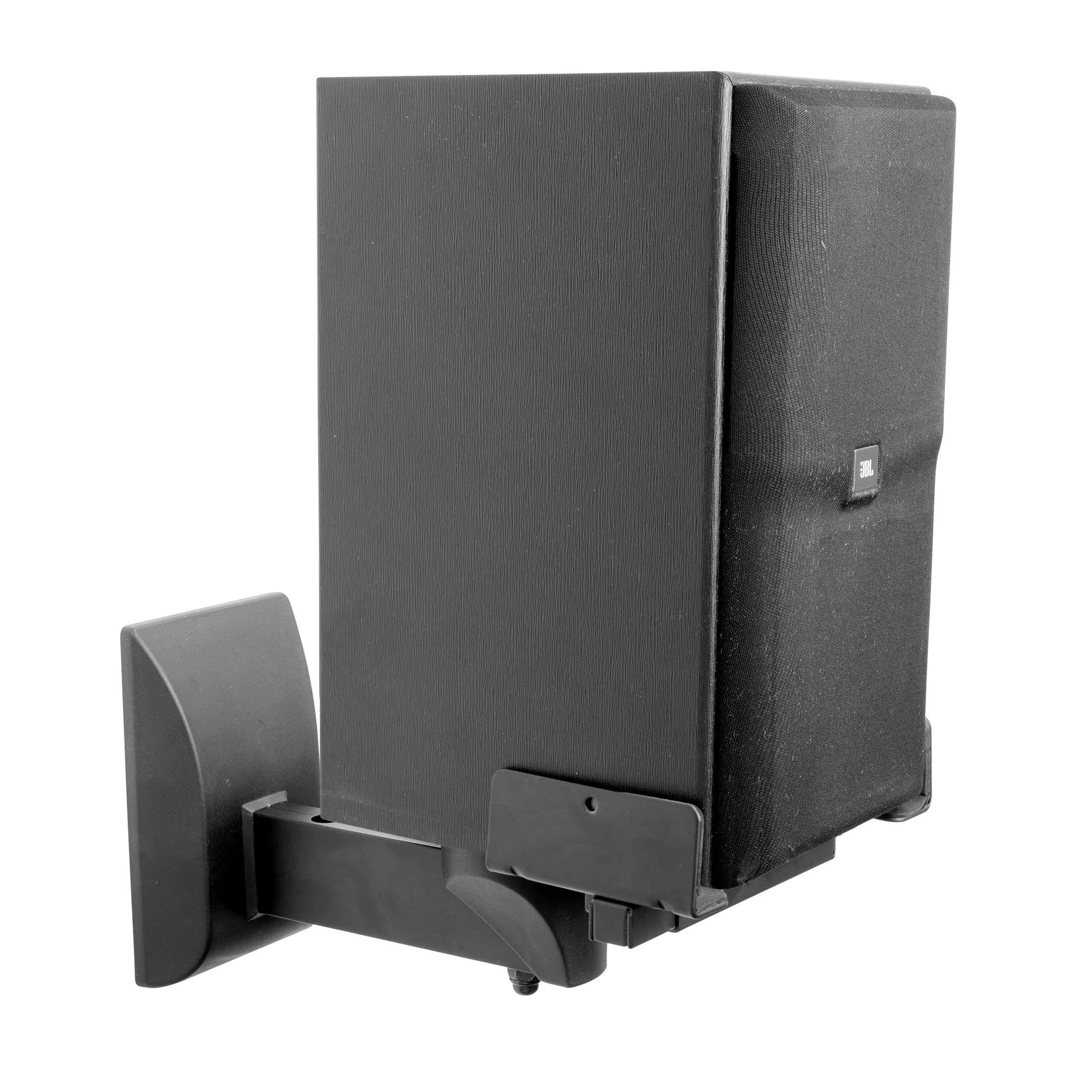 Mount-It! Bookshelf Speaker Wall Mount, Pair of Universal Side Clamping Speaker Shelf Wall Mounting Brackets for Large or Small Speakers, 2 Full Motion Mounts, 55 Lbs Capacity, Black (MI-SB37)