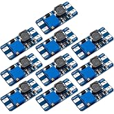 hiBCTR 10-Pack MT3608 Boost Converter, DC-DC Step Up, 2A | 2-24V to 5-28V adjustable, up to 93% efficiency, for DIY power supply and voltage boosting projects