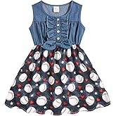 Enlifety 2-8T Girls Sleeveless Denim Dress - Soft Double-Lined Cowgirl Outfit for Spring/Summer, School & Holidays