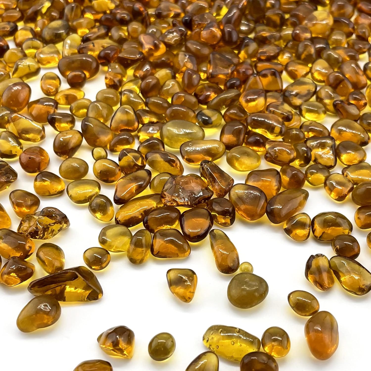 Vase Fillers - CYS EXCEL Amber (1 LB) Glass Vase Filler | Multiple Vibrant Color Choices | Aquarium Fountain Plant Decorative Rocks Gravel Pebble Stones Irregular Smooth Sea Glass