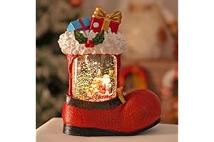 EDDORUNNING Christmas Snow Globe with Santa Claus Gifts - Lighted Musical Snow Globe Christmas Decorations with Timer, Swirling Glitter, Battery/USB Powered, Holiday Decor​(Santa Claus Boots)