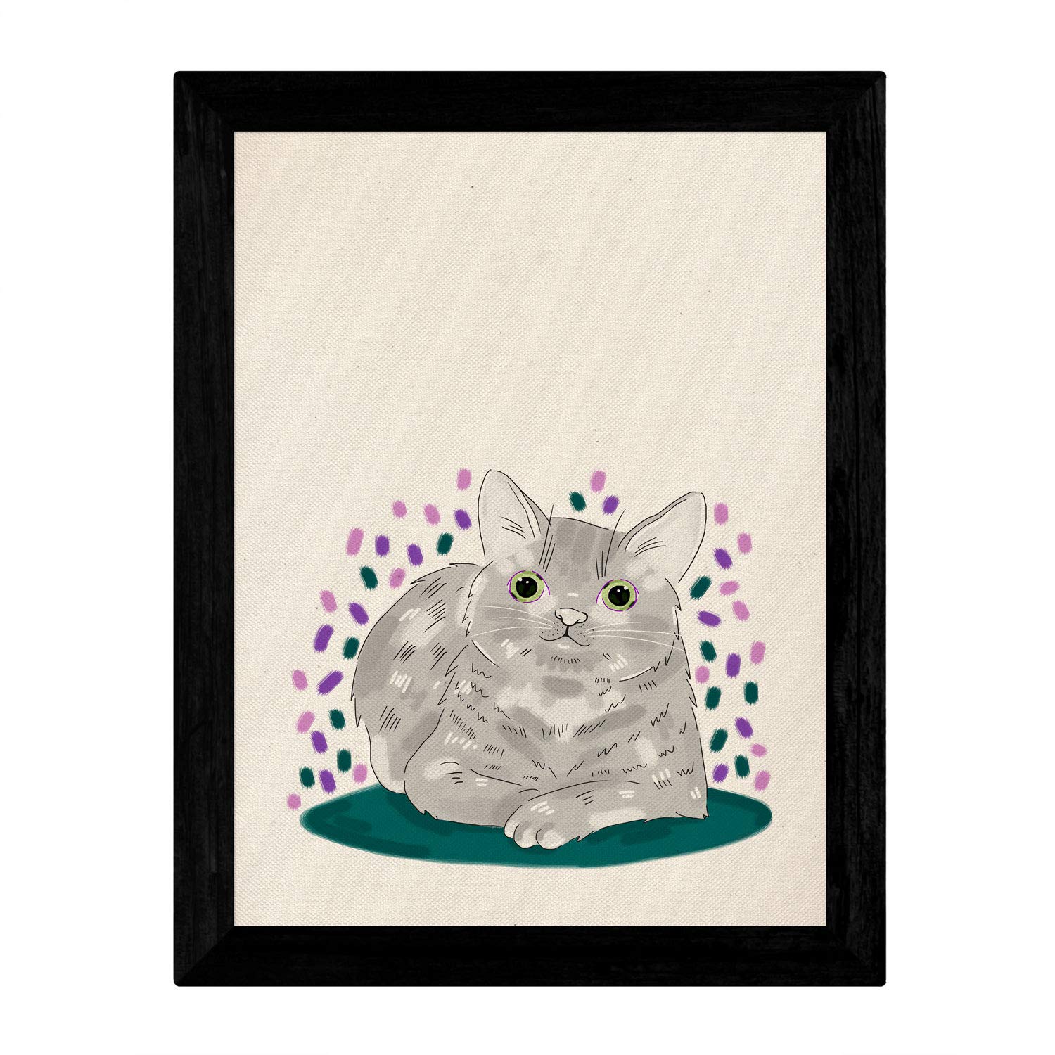 Nacnic poster gray cat lying on A4 size paper funny colorful poster. Frameless
