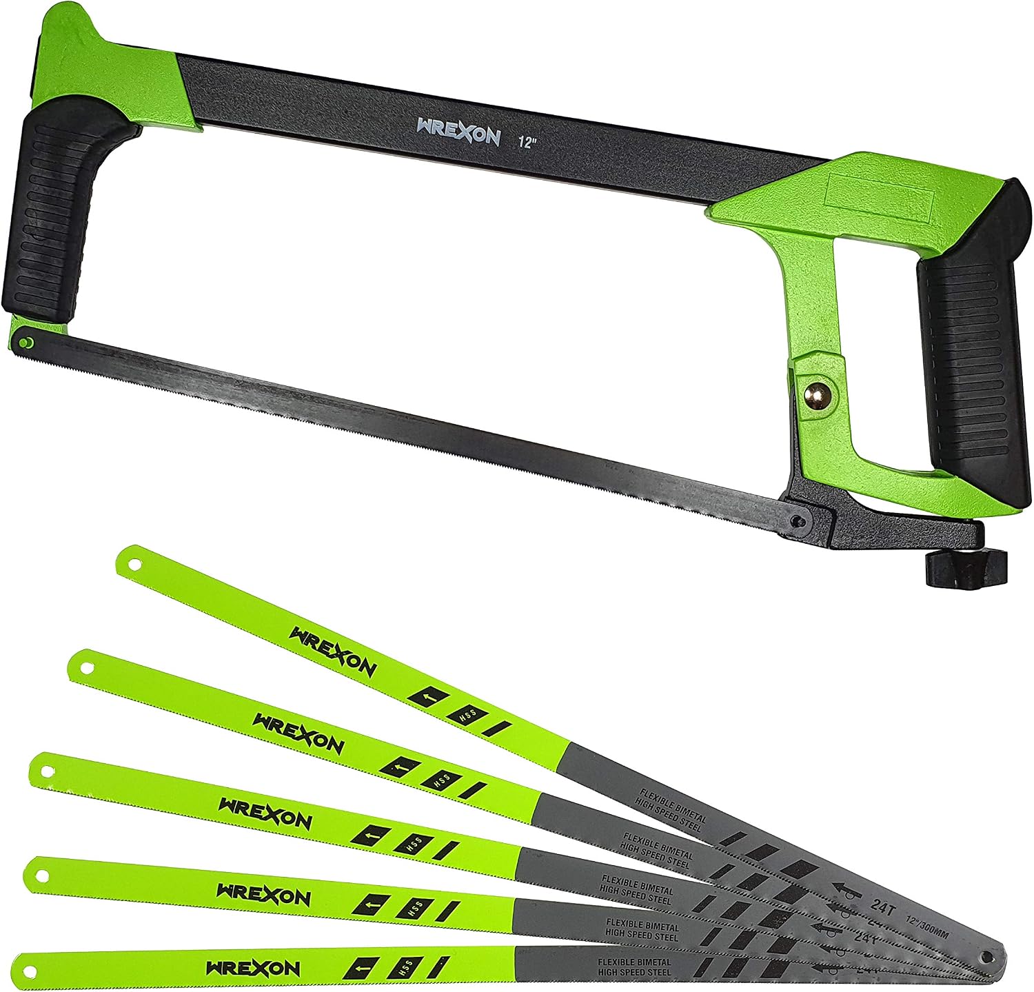 300mm long hacksaw with additional set of 5 bimetal blade, can be sawed at a 45° angle