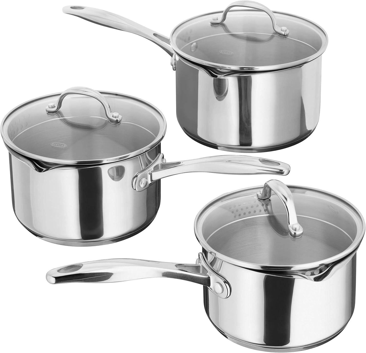 Horwood Lot de casseroles Stellar, Argent, 3 pièces Amazon.fr Cuisine