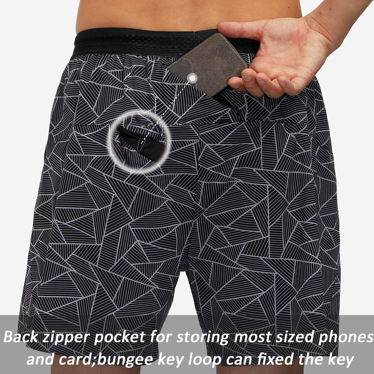 Libin Men's 5 Inch Inseam Running Shorts Quick Dry Fit Workout Gym Athletic Shorts with Brief Liner,Zip Pocket: Clothing