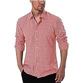 Manwan walk Men's Plaid Button Down Shirts Regular Fit Long Sleeve Casual Business Shirts