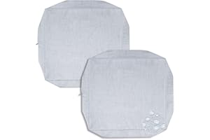 PureFit Waterproof Outdoor Cushion Covers Replacement for Patio Furniture Chair Seat Cushion Covers 20x18 inch for Outdoor Furniture Garden Backyard with Zipper, 2 Pack SLIPCOVERS ONLY, Gray