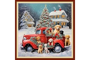 Foxdiviy Stamped Cross Stitch Kits Full Range of Embroidery Needlework Starter Kits for Beginners Adults 11CT Embroidery Patterns Art Crafts DIY Needlepoint Kits-Happy Christmas 18x18 inch