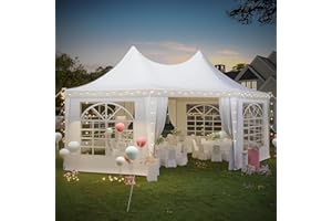 EROMMY 20x15ft Party Tent - White Wedding Canopy with 6 Removable Sidewalls, 6 Church Windows and 2 Pull-Back Doors - Octagonal Heavy Duty Outdoor Gazebo Pavilion Shelter for Events