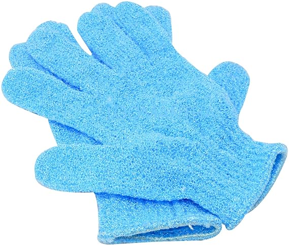 LOOMANTHA miles to go.... Exfoliating Bath Glove Shower Skin Care Scrubber Massage Clean (Sky Blue) Pack of 2