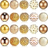 Ferreve 20 Pcs Chunky Bubblegum Beads 20mm Focal Pen Large Rhinestone Pearl Beads for DIY Beadable Pen School Jewelry Making Keychain Craft Making(Gold)