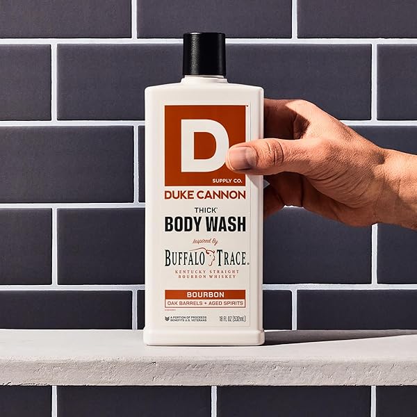 DUKE CANNON SUPPLY CO. THICK HIGH VISCOSITY BODY WASH – 3X THICKER, PLANT-BASED, MINERAL-ENRICHED BODY WASH FOR MEN – BIG AMERICAN BOURBON – MENS BODY SCRUB – BOURBON (18 OZ)
