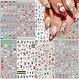 8Sheets Christmas Nail Stickers 3D Xmas Nail Decals