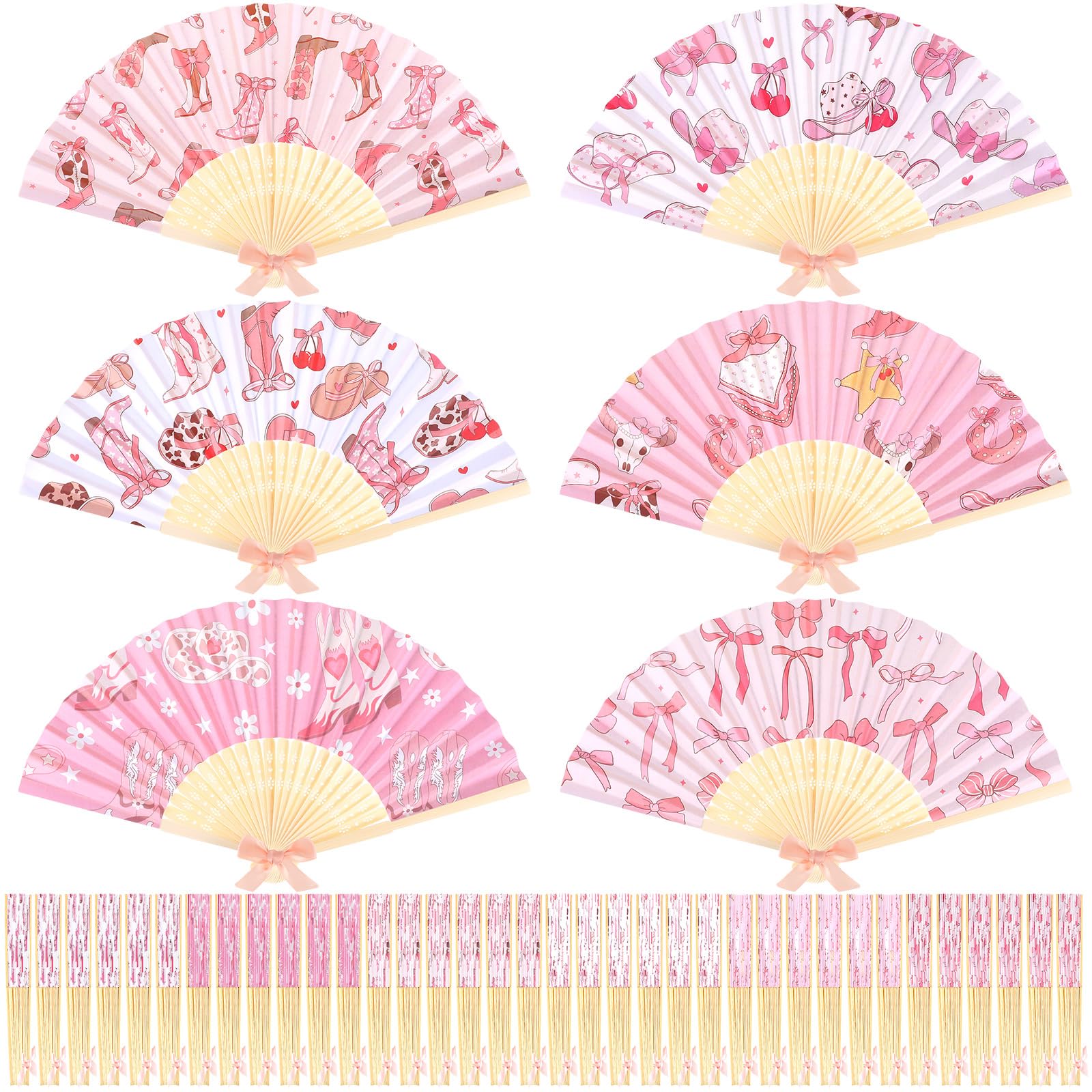 Photo 1 of Roowest 36 Pcs Pink Cowgirl Folding Hand Fan Bulk Cowgirl Theme Party Decorations Folding Handheld Fan for Bachelorette Birthday Western Rodeo Party Supplies