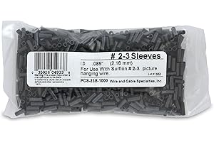 WCS WIRE AND CABLE SPECIALTIES, INC. WCS Crimp SleeveSurflon Size 2-3 - 1000-Piece Picture Wire Crimping Sleeves, Black