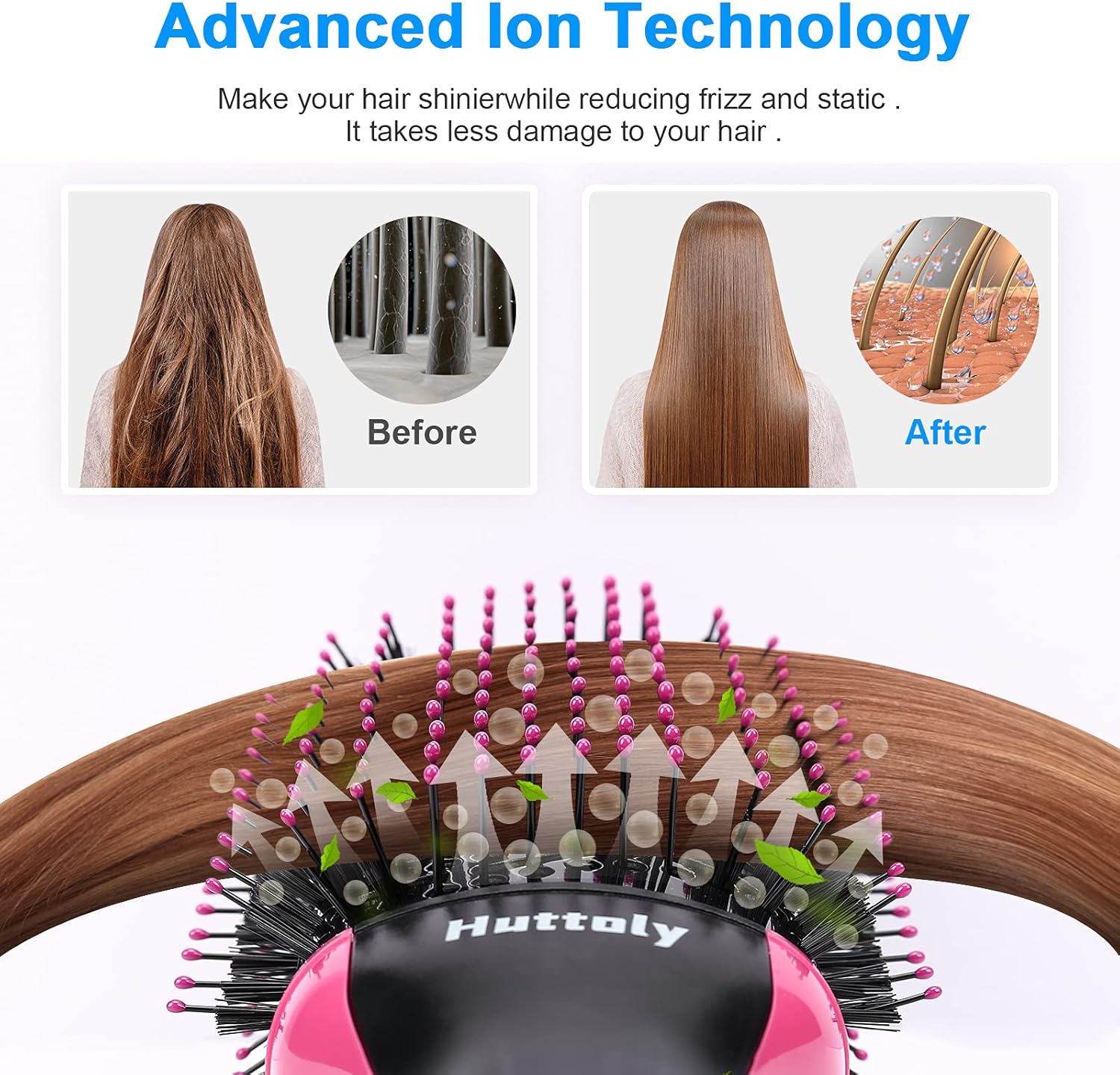 Hair Dryer Brush Blow Dryer Brush in One, 3 in 1 Hot Air Brush Hair Styler and Dryer with Ion Generator and Ceramic Coating for Girl Women Fast Drying Styling Straightening Curling Hair Brush Set: Health & Personal Care