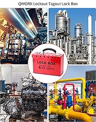 QWORK Lockout Tagout Group Lock Box - 4 Pack Steel