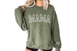 NAZENTI Embroidered Mama Sweatshirt, Mothers Day Sweatshirt Gifts for Mom Mama, Embroidered Crewneck Sweatshirt for Women