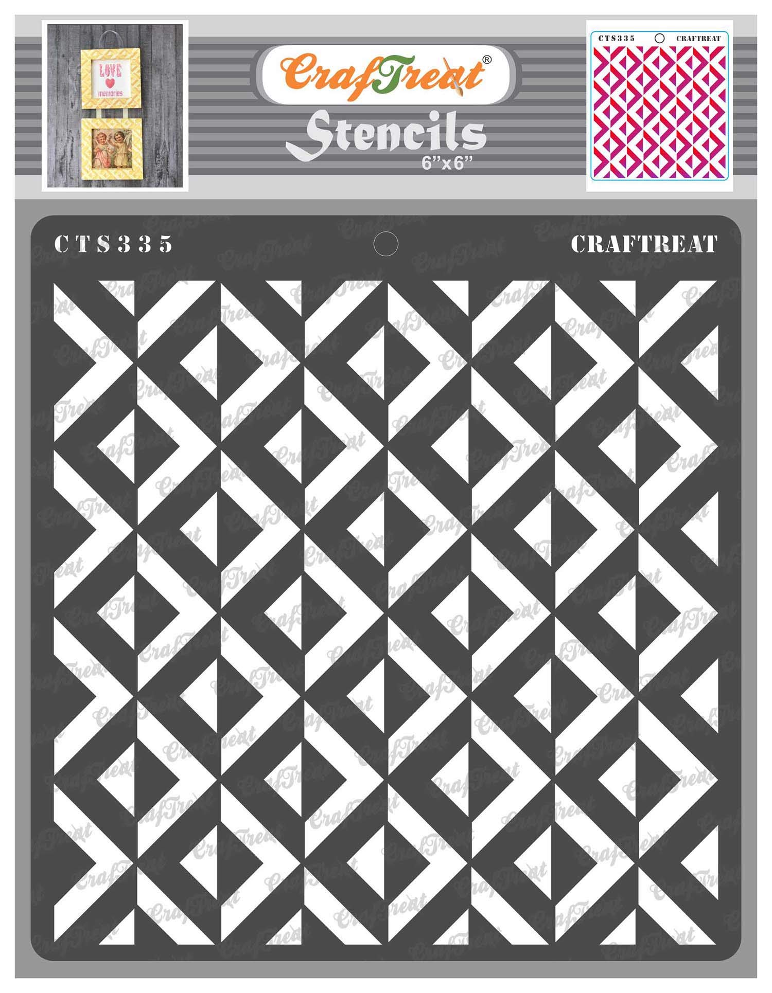 CrafTreat Reusable Pattern Stencils for Crafts Vintage - 3D Square Pattern - Size: 6X6 Inches - Square Template Stencil for Furniture Painting - Pattern Stencils for Painting on Concrete, Furniture