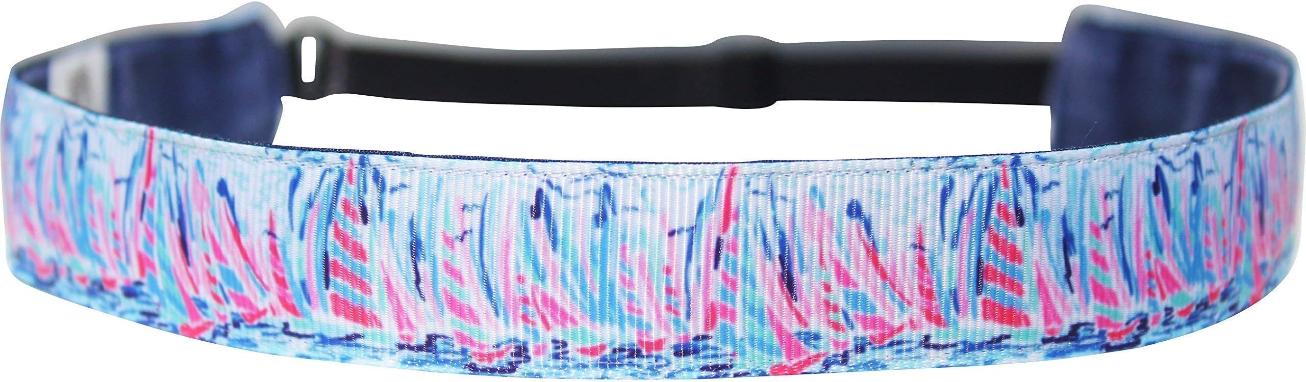 BEACHGIRL Bands Womens Girls Headband Non Slip Adjustable Workout Hairband Blue Sailboat