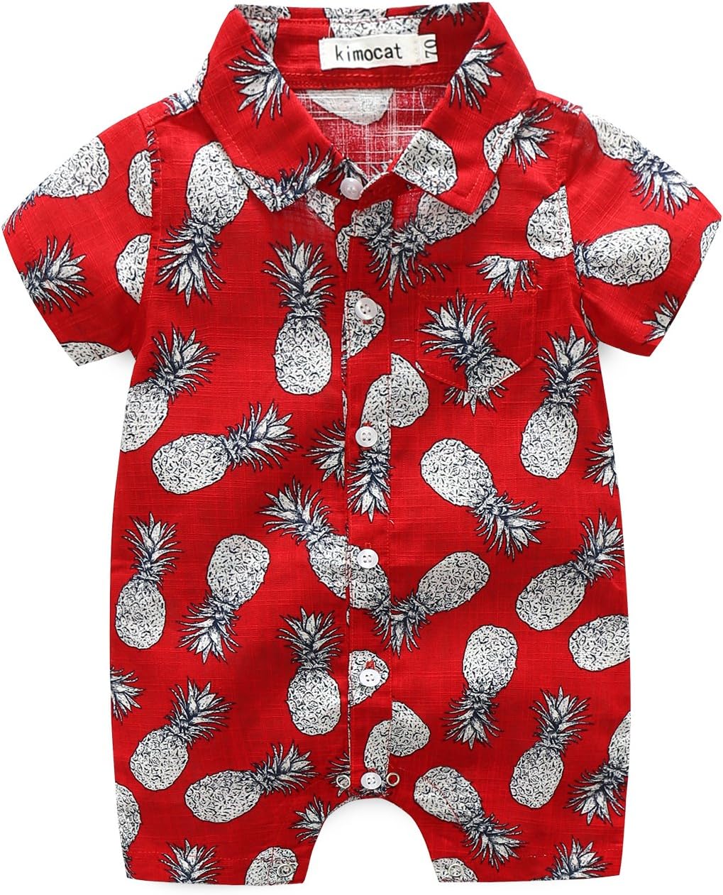 MHSH Newborn Baby Boys Short Sleeve Onesies Summer Printing Button-Down Polyester Casual Hawaiian Shirt Romper Outfits