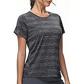 MIER Women's Running Athletic Shirts Dry Fit Active T-Shirt Tops Short Sleeve Soft Crew Neck Gym Workout Exercise Tees