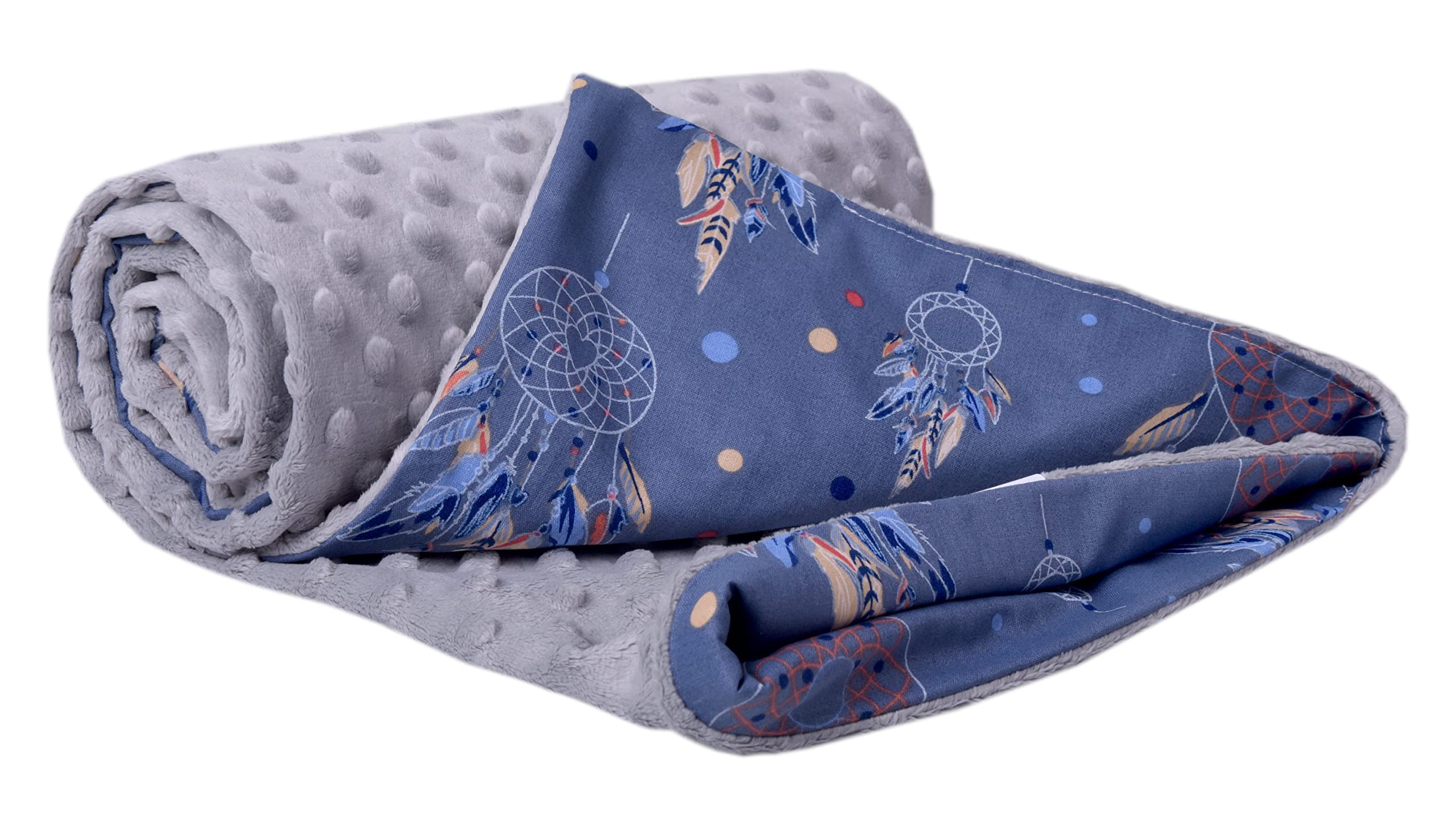 Medi Partners Crawling Blanket for Baby 100% Cotton 75x100cm Double-Sided Multifunctional Plush Cuddly Blanket for Pushchairs Soft Fluffy (Dream Catcher with Grey Plush) — image 1