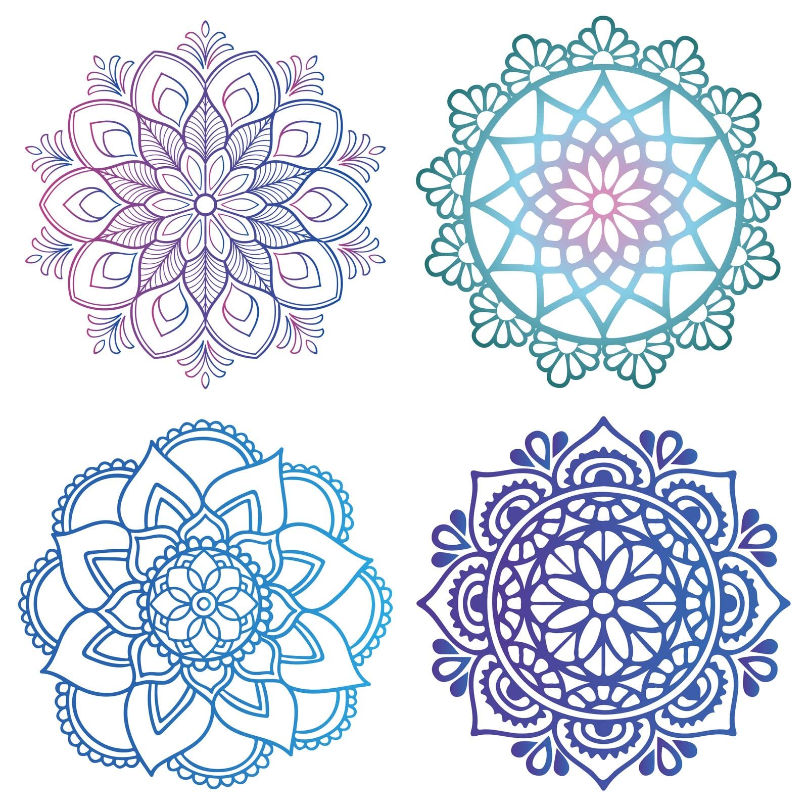 GORGECRAFT 4 Styles 6.3 Inch Mandala Window Decals Static Flower of Life Glass Sliding Door Sticker Clings Waterproof Vinyl Film Spring Bedroom Bathroom Decals for Prevent Birds Dogs Pets Strikes