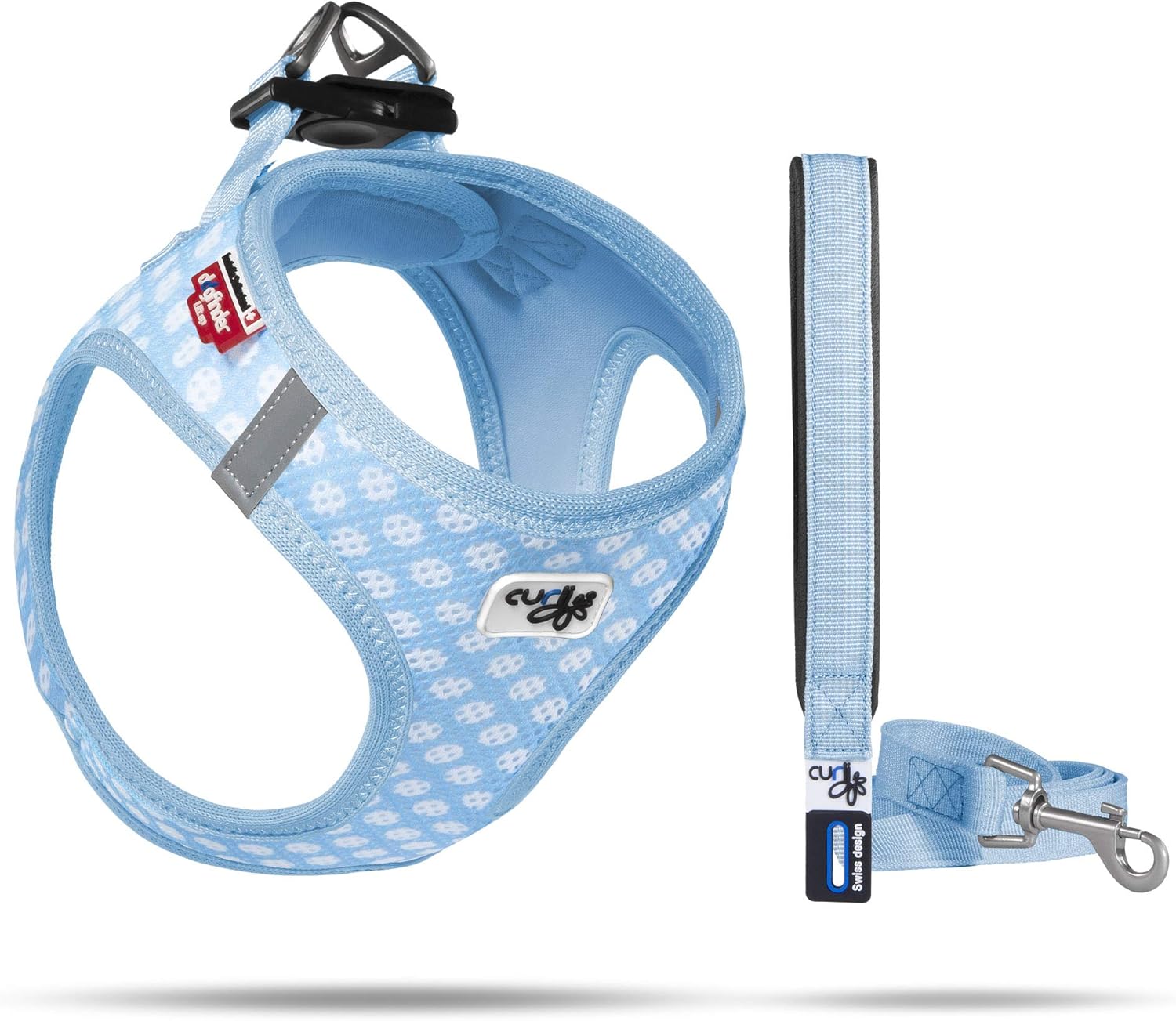 Vest Air-Mesh Skyblue-Circles M & Leash L, M/L