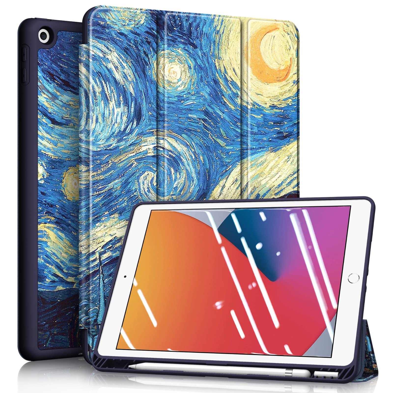 FINTIE Case for New iPad 10.2" 8th Generation 2020 / 7th Generation 2019, Soft TPU Protective Back Cover, SlimShell Lightweight Smart Stand Case, Auto Wake/Sleep, Starry Night