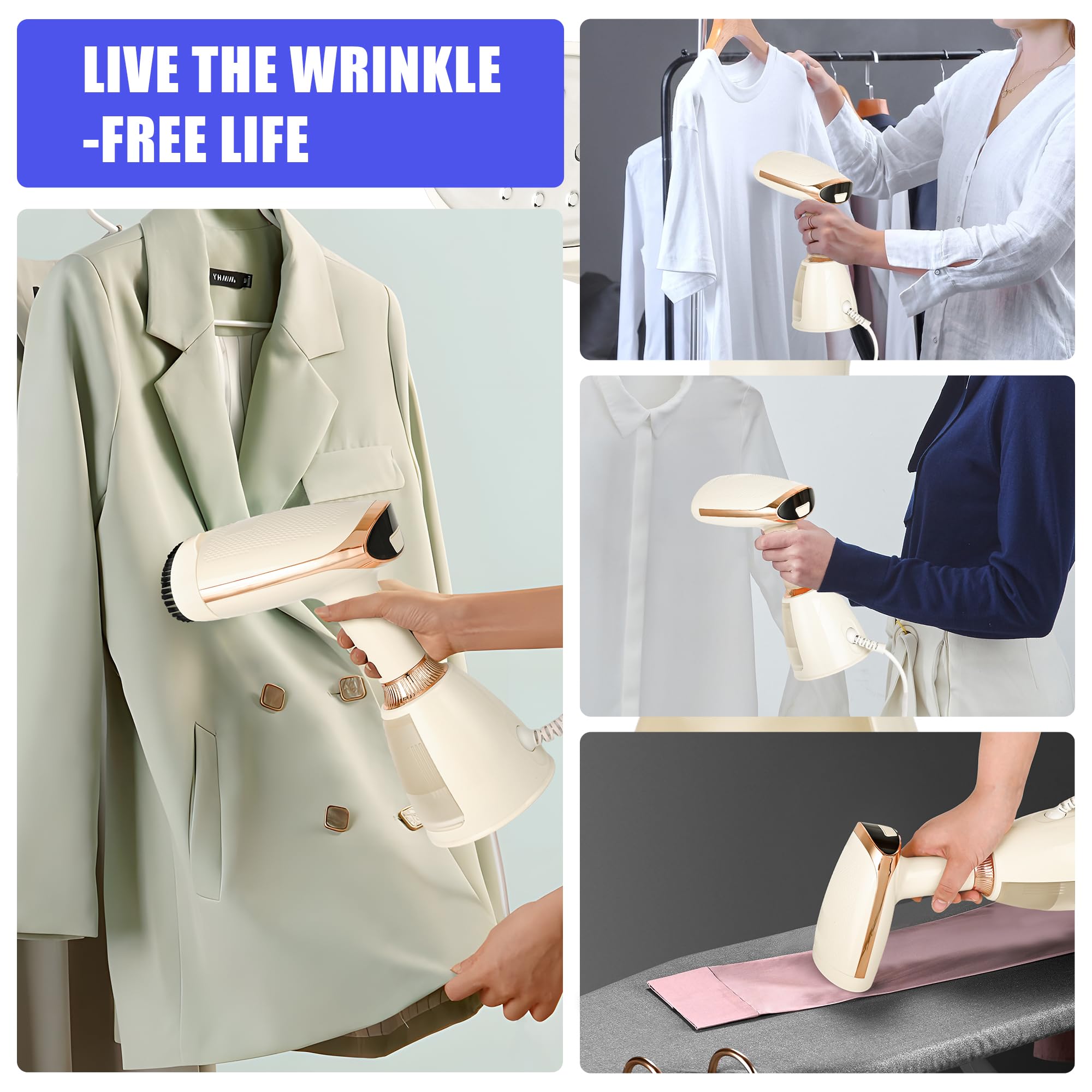 Handheld Steamer for Clothes,15s Fast Heat Up Handheld Steam Iron,1500W Powerful Steam Penetrating Steamer for Clothes,Portable Travel Clothing Steamer, for Removing Wrinkles from Fabrics.