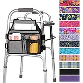 supregear Side Walker Bag, Walker Accessories Bag w/Cup Holder, Folding Walker Basket Waterproof Walker Organizer Caddy Pouch for Most Walker with Side Bar for Seniors, Elderly, Double Sided