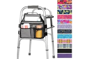 supregear Side Walker Bag, Walker Accessories Bag w/Cup Holder, Folding Walker Basket Waterproof Walker Organizer Caddy Pouch for Most Walker with Side Bar for Seniors, Elderly, Double Sided