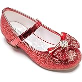 Furdeour Girls Dress Shoes Mary Jane Wedding Flower Bridesmaids Heels Glitter Princess Shoes for Kids Toddler