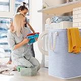 Lifewit 80L Collapsible Laundry Basket Hamper with Extended Handles Blue view 7