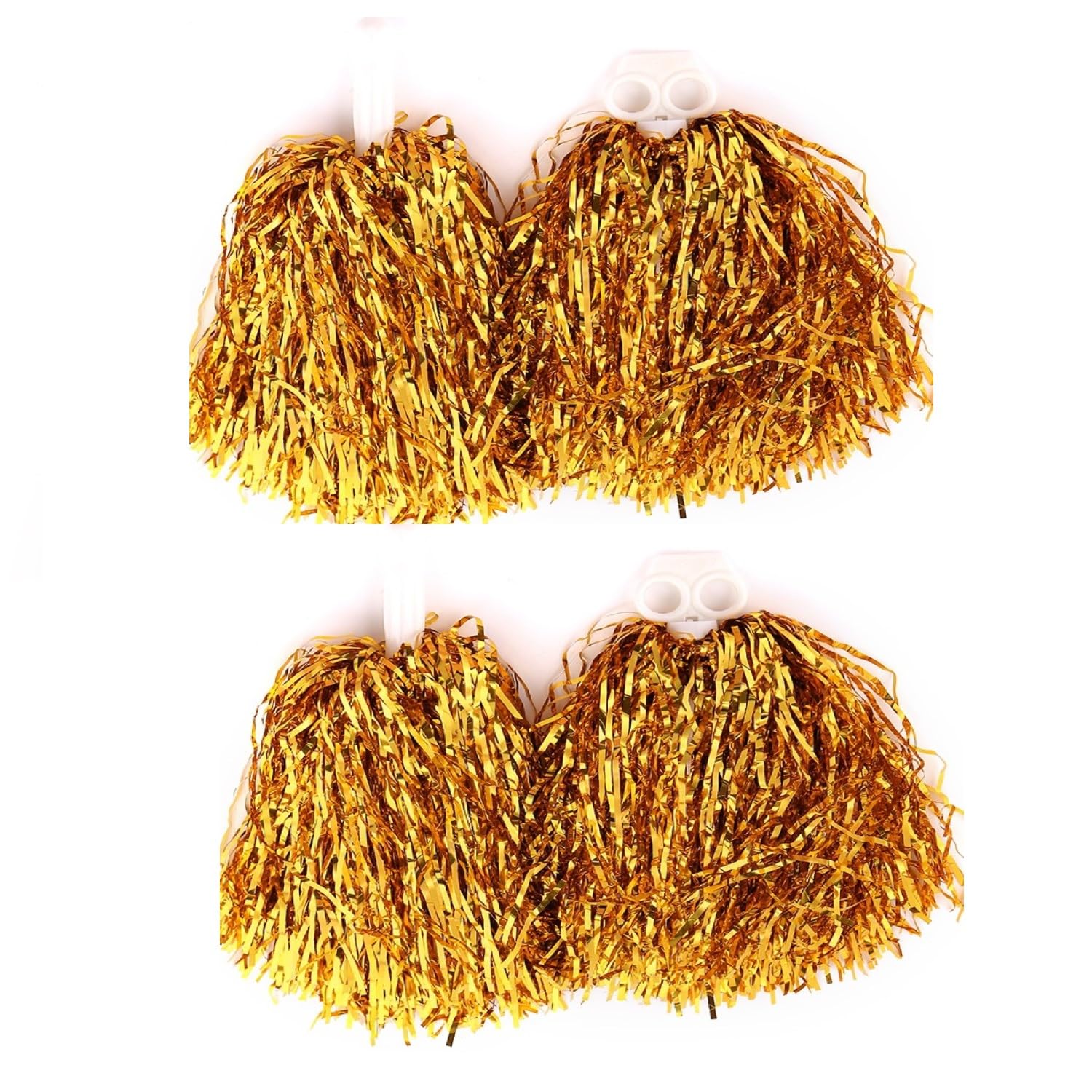 HIXNUG 2 Pairs Cheerleading Poms Plastic Hand Flower Football Basketball Cheering Props Cheer Dance Decoration for Sports Competition Festival Celebration Masquerade Ball Party (Gold)