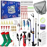 Fishing Tool Kit 2026 for Men Adult Teen - Fishing Gear & Equipment, Fish Pliers, Hook Remover, Scissors, Lip Gripper, with Assorted Fishing Lure Accessories Gifts for Men Father Husband Boyfriend