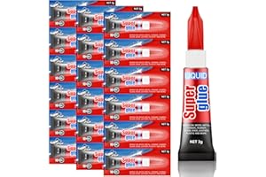 ALECPEA Super Glue, 18-Pack Single-Use Tubes 3 Gram Each, Super Fast, Liquid & Strong Adhesive Superglue, Glue for Hard Plastics, DIY Craft, Ceramics, Frame, Leather, Metal Etc
