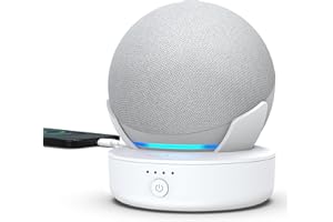 PlusAcc Battery Base for Dot 5th Gen & Dot 4th Gen - Portable Table Rechargeable Stand Accessories Compatible with iPhone Models & Dot 5th Generation (White)