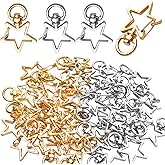 Swivel Clasps Clips,40pcs Metal Swivel Lobster Claw Clasp Star Shape Snap Hook Clip Small DIY Accessories for Crafting Keyrings Bags Jewellery-Gold,Silver