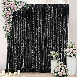 Black Sequin Backdrop Curtain 7ft x 7ft Glitter