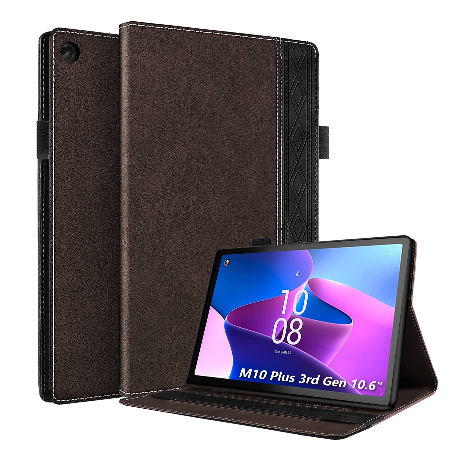 Rostsant Case Compatible with Lenovo Tab M10 Plus 3rd Generation 10.6 inch,PU Leather Magnetic Stand Protective Shockproof Tablet Cover for Lenovo Tablet M10 Plus 3rd Gen Case（TB-125F/TB-128F）- Brown