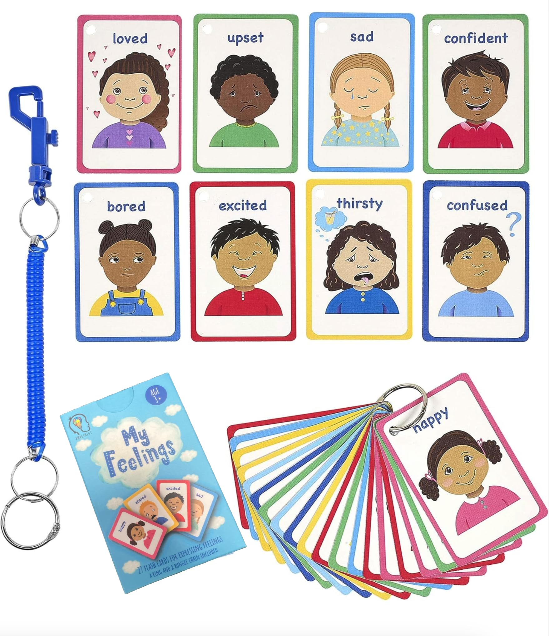 Amonev My Feelings and Emotions Flashcards For Special Needs, Autism as Cue Cards, Aiding with Empathy and Social Skills, Also a tool for SENCO