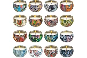 HELLY 16 Pack Scented Candles Gift Set, Natural Soy Wax Travel Tin Candles, Floral & Fruity Scents, Aromatherapy, Christmas &