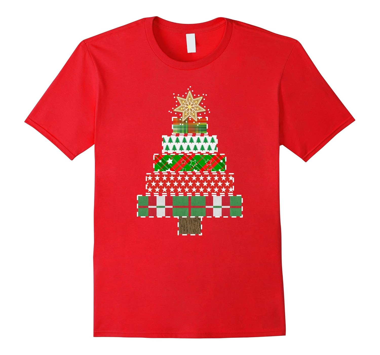 Crazy Quilt Christmas Tree T Shirt Gingerbread Holiday Shirt-ANZ